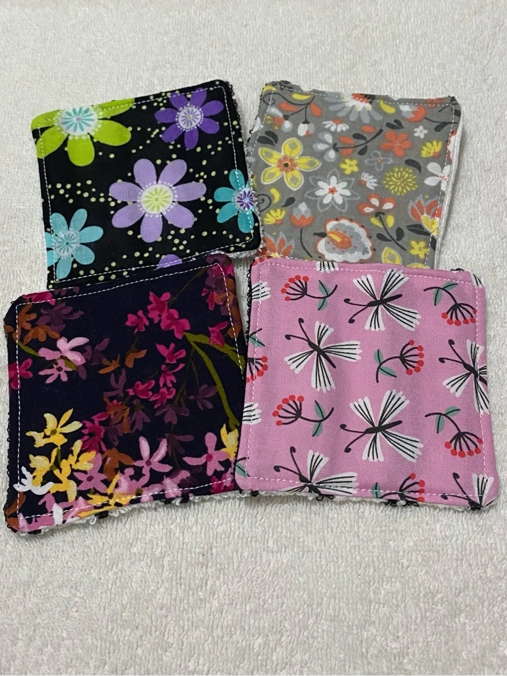 Reusable makeup remover pads with floral print